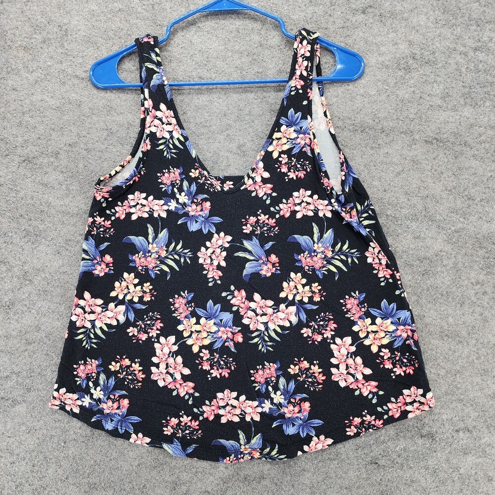 American Eagle Tank Top Womens Medium Soft Sexy Crepe Black Floral